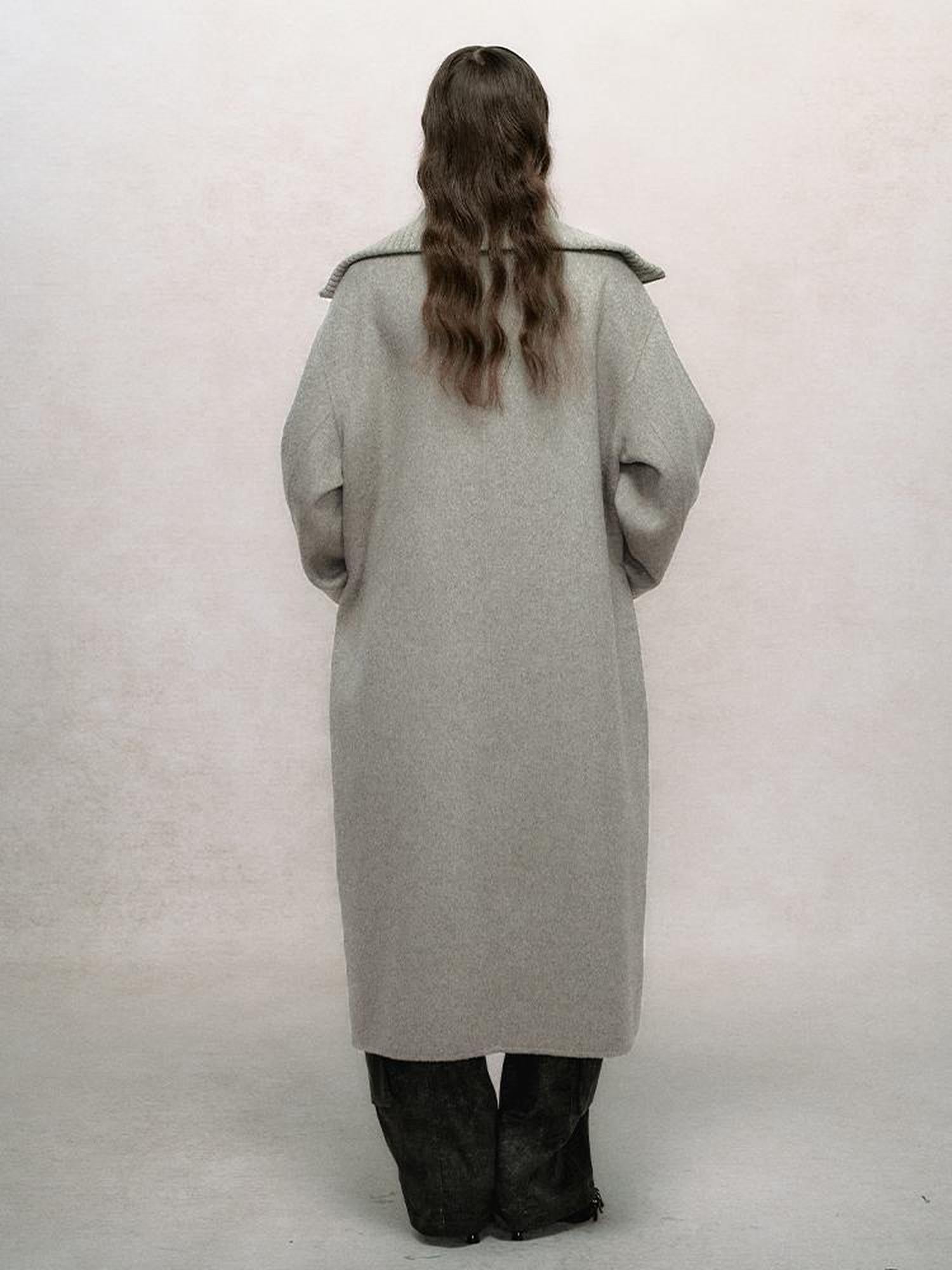 AnnoMundi Retro Sage Green Wool Blend Coat With Detachable Collar