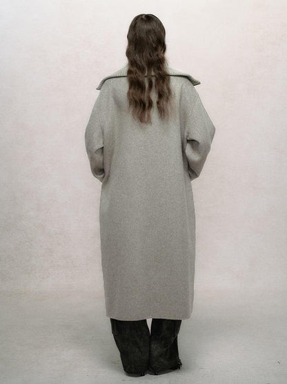 AnnoMundi Retro Sage Green Wool Blend Coat With Detachable Collar
