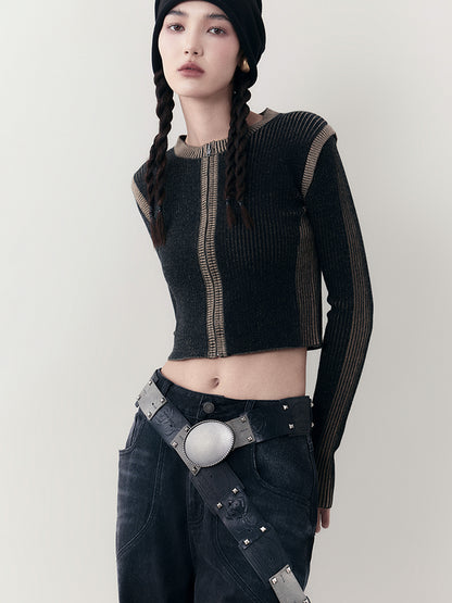 AnnoMundi Retro Slim Fit Short Knit Cardigan