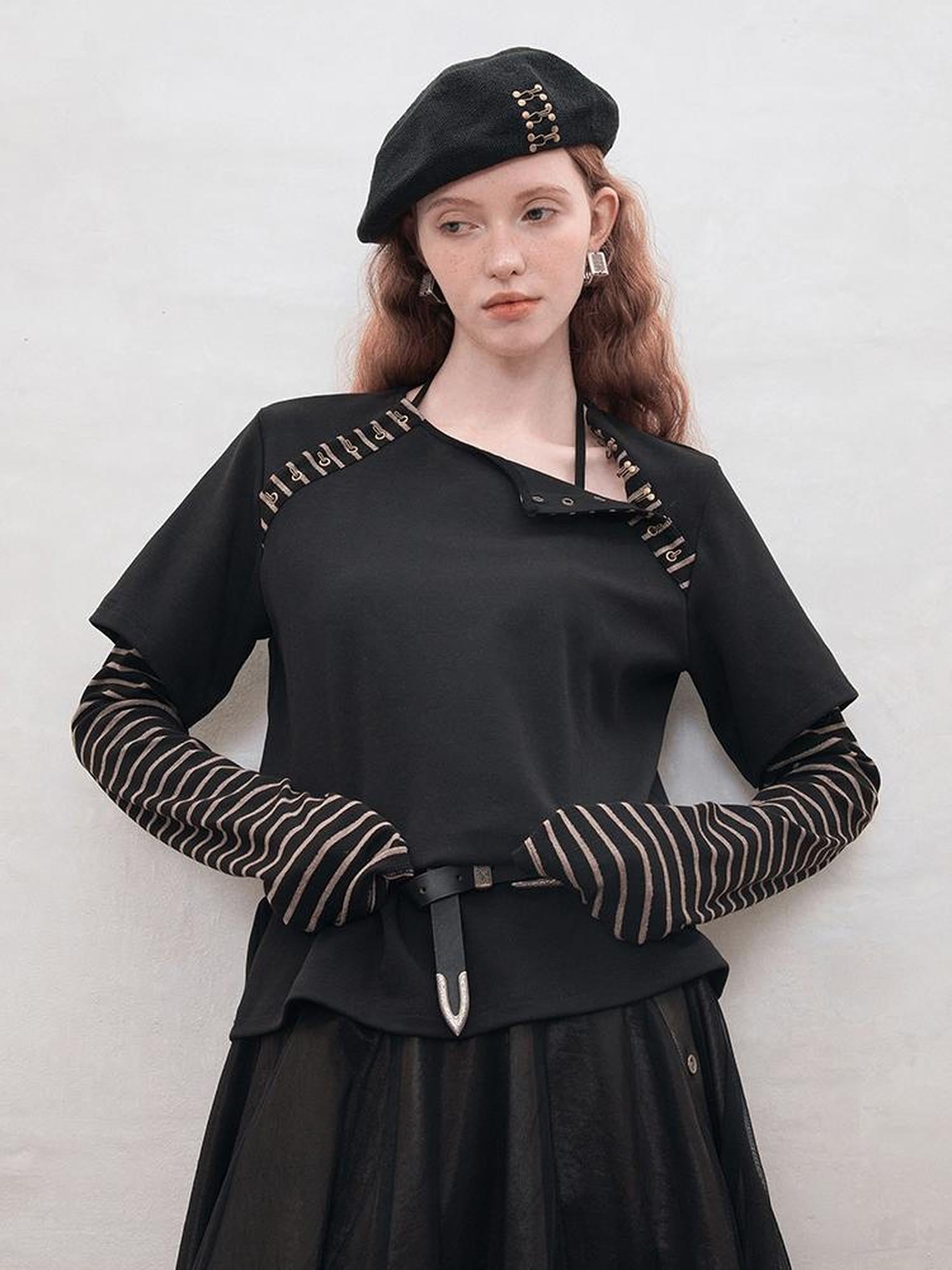 AnnoMundi Retro Stripe Hook Knit Tee