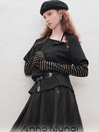 AnnoMundi Retro Stripe Hook Knit Tee