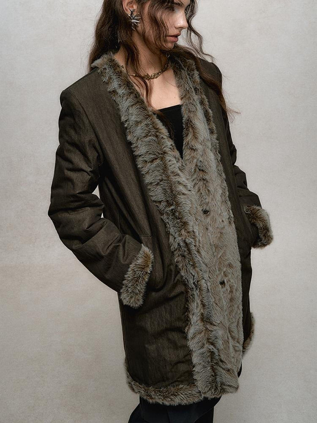 AnnoMundi Reversible Trench Coat With Contrast Collar