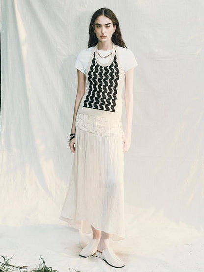 AnnoMundi Rippled Retro V Neck Linen Blend Top