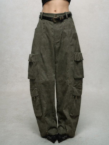 AnnoMundi Rivet Detail Cargo Pants With Punk Retro Style