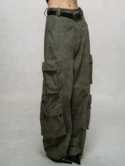 AnnoMundi Rivet Detail Cargo Pants With Punk Retro Style
