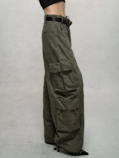 AnnoMundi Rivet Detail Cargo Pants With Punk Retro Style