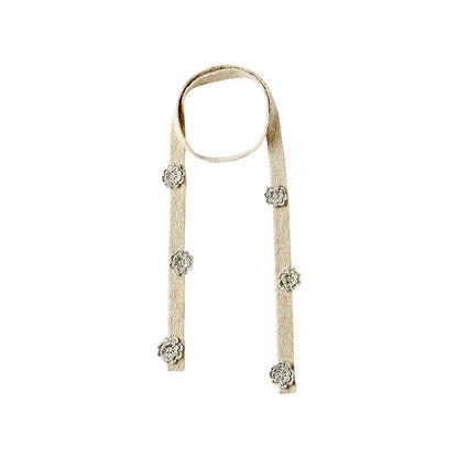 AnnoMundi Ceintures en coton beige romantiques, tissées à la main au crochet, style bohème ethnique, pour femmes