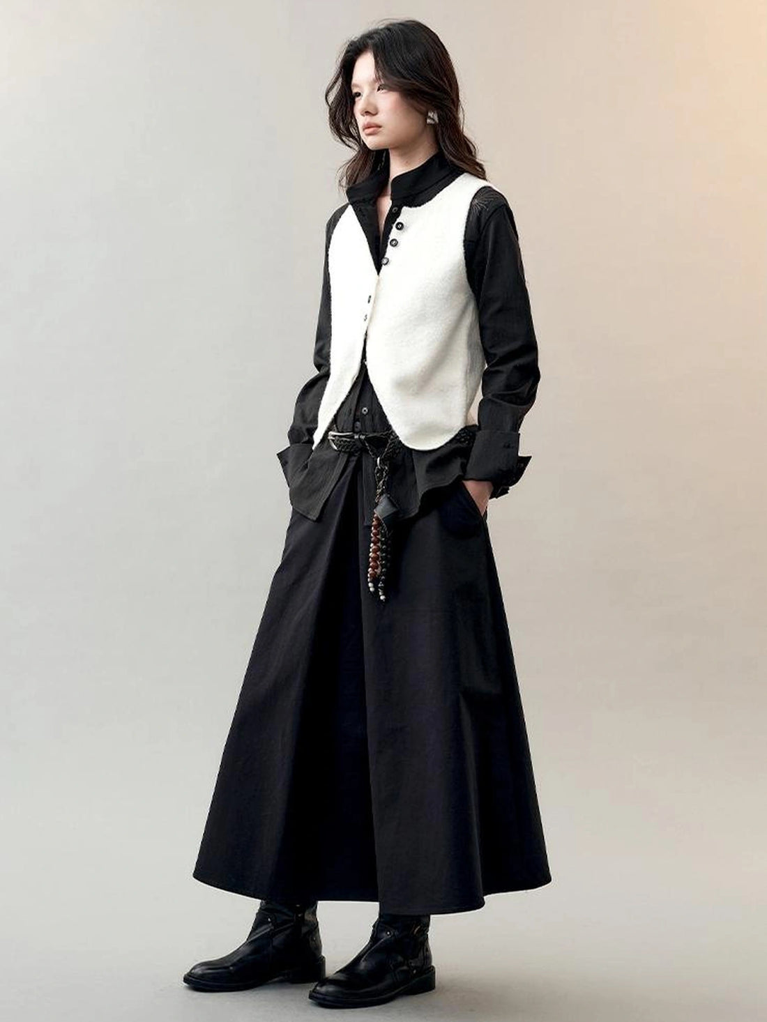 AnnoMundi Rooted Tides Embroidered Shirt V-neck T-shirt Long Sleeve Shirts