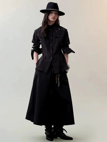 AnnoMundi Rooted Tides Embroidered Shirt V-neck T-shirt Long Sleeve Shirts