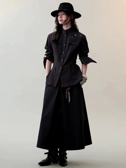 AnnoMundi Rooted Tides Embroidered Shirt V-neck T-shirt Long Sleeve Shirts