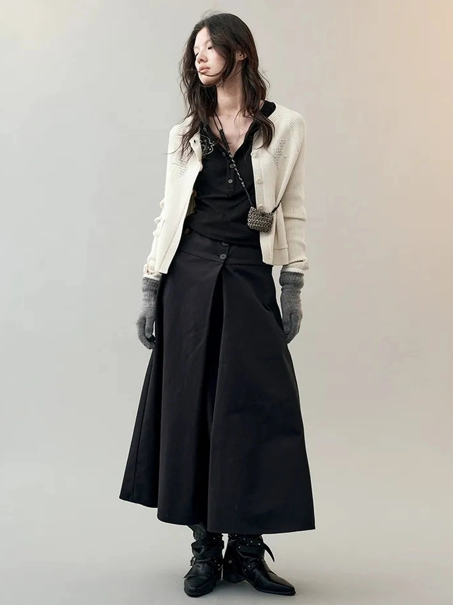 AnnoMundi Rooted Wings Embroidered V-neck T-shirt Long Sleeve T-shirt