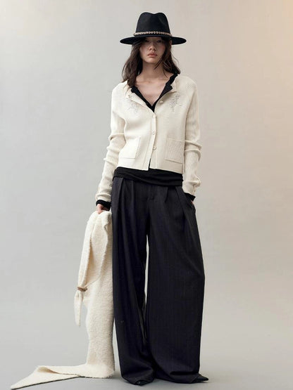 AnnoMundi Rooted Wings Embroidered V-neck T-shirt Long Sleeve T-shirt