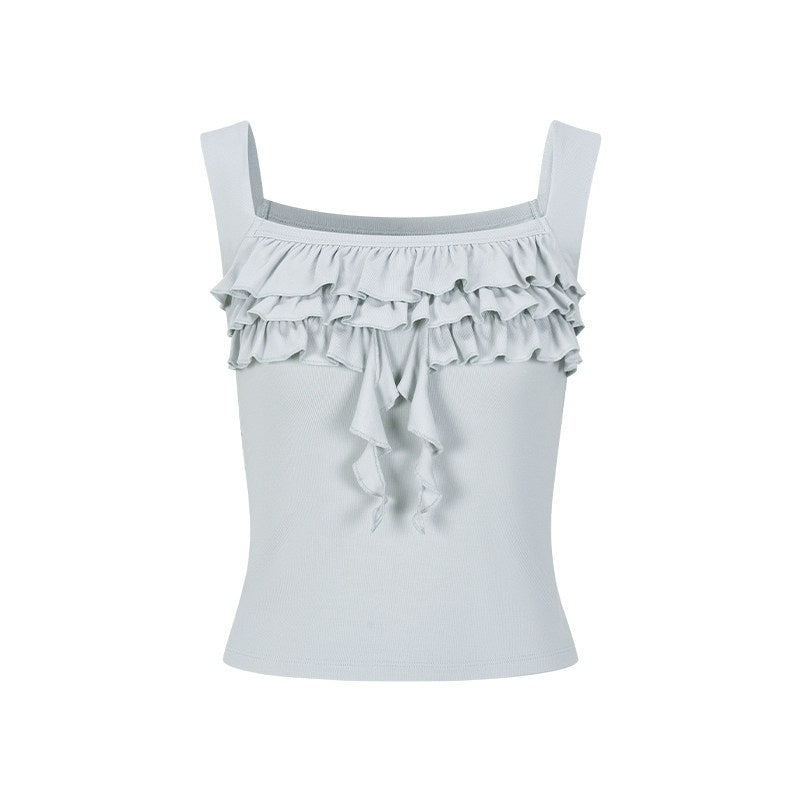AnnoMundi Ruched Floral Square Neck Lace Trim Women&