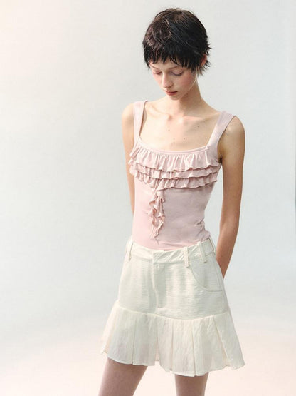 AnnoMundi Ruched Floral Square Neck Lace Trim Women&