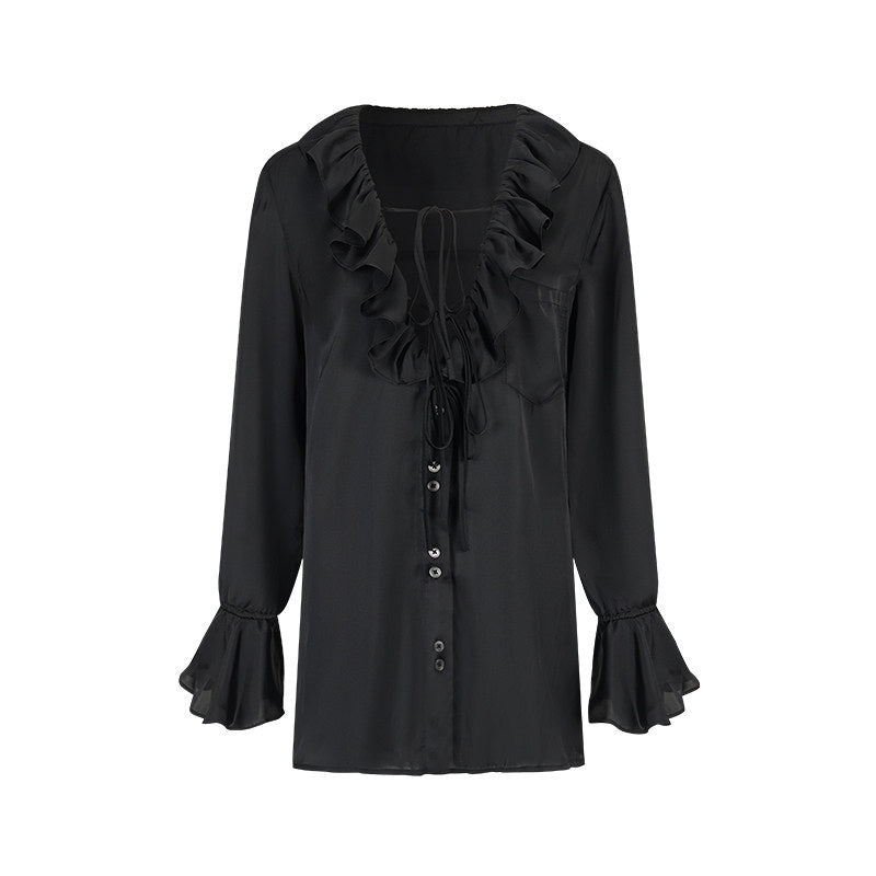 AnnoMundi_Ruffle_Detail_Casual_Loose_Fit_Cuffed_Long_Sleeve_Women_Polyester_Black_Blouses_MISSTT