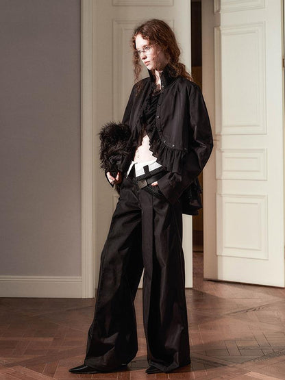 AnnoMundi Sanyu Inspired Flared Trousers With Folded Waist