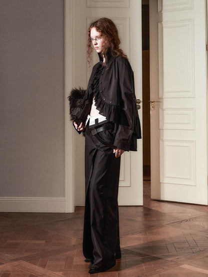 AnnoMundi Sanyu Inspired Flared Trousers With Folded Waist