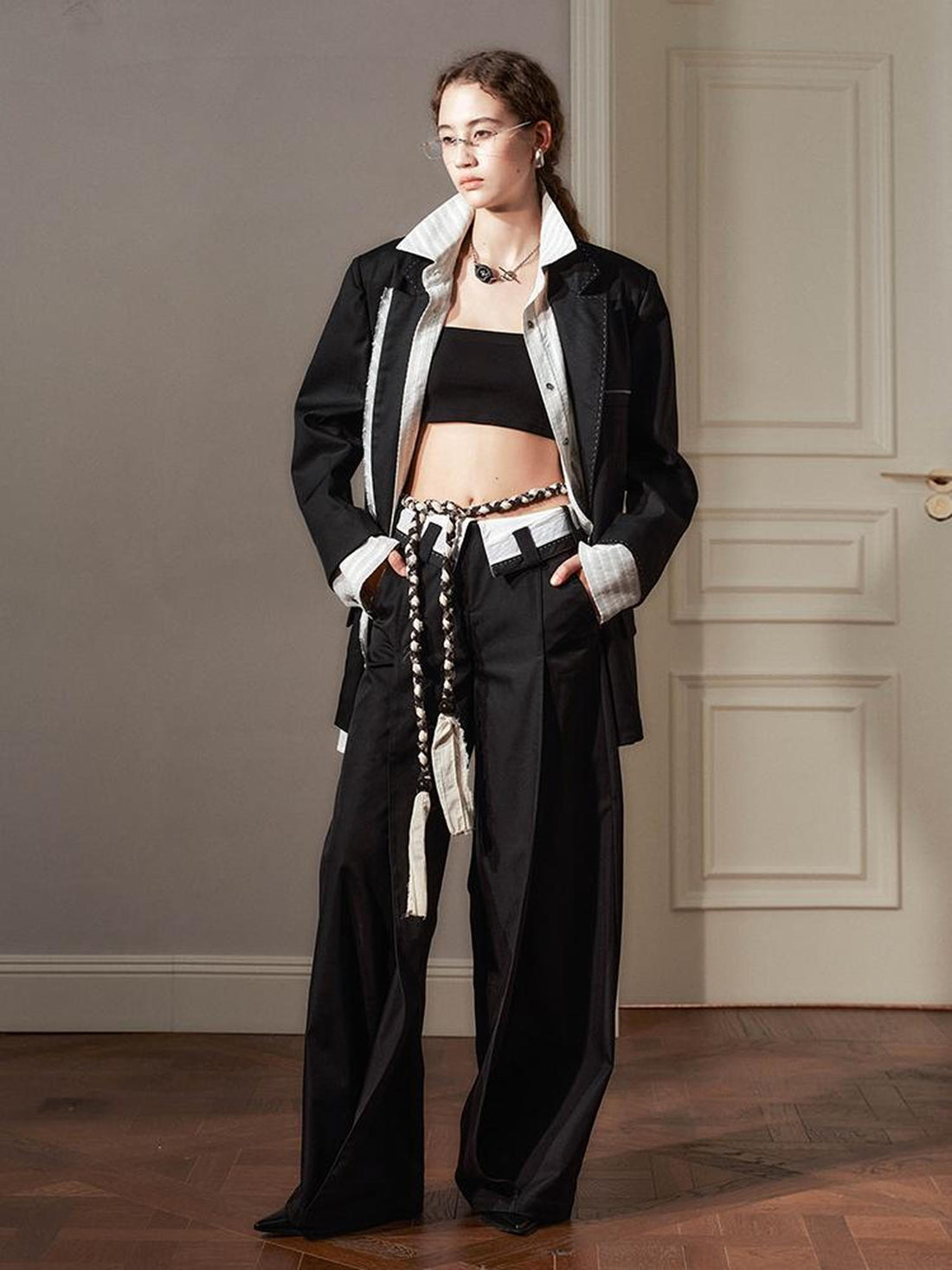 AnnoMundi Sanyu Inspired Flared Trousers With Folded Waist