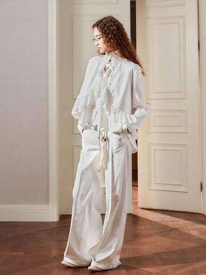 AnnoMundi Sanyu Inspired Flared Trousers With Folded Waist