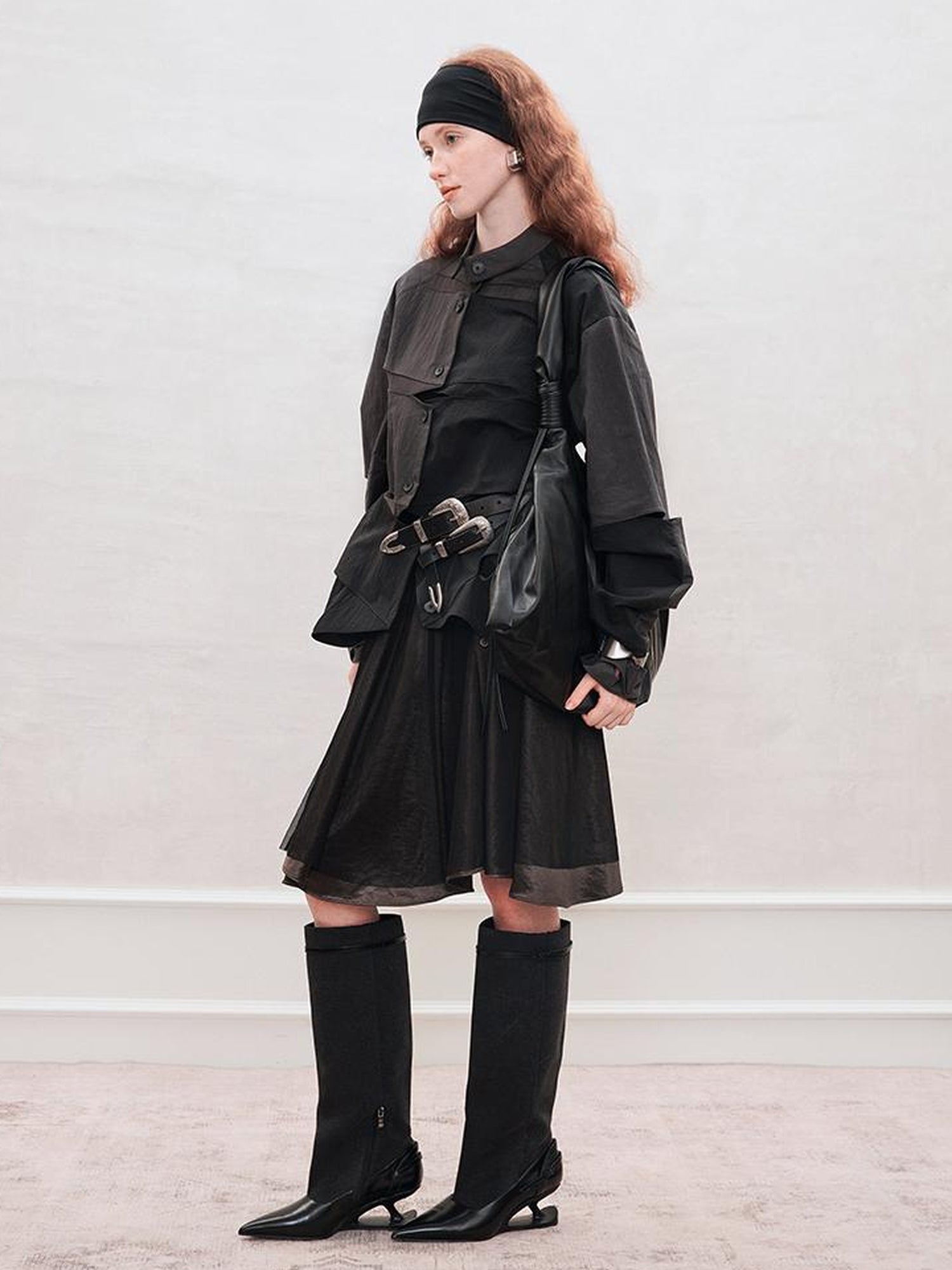 AnnoMundi Satin Trimmed Sheer Mesh A Line Skirt
