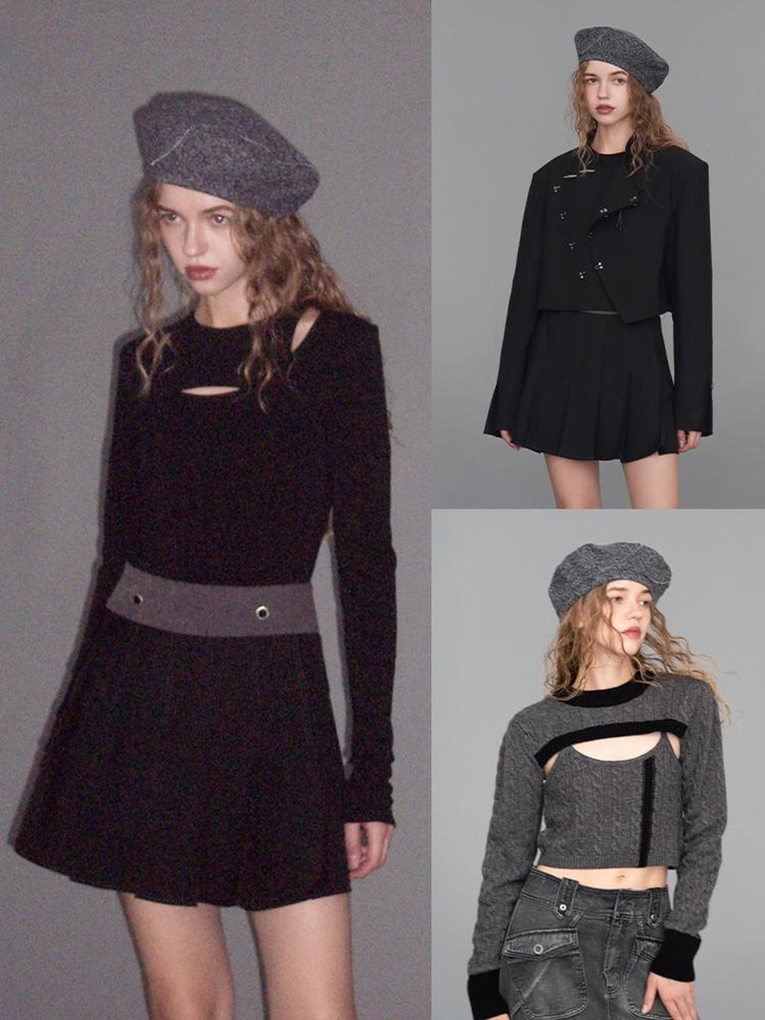 AnnoMundi Scar Stitch Colorblock Beret With Adjustable Webbing