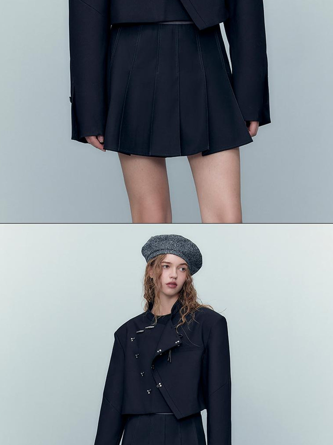 AnnoMundi Scar Stitch Colorblock Beret With Adjustable Webbing