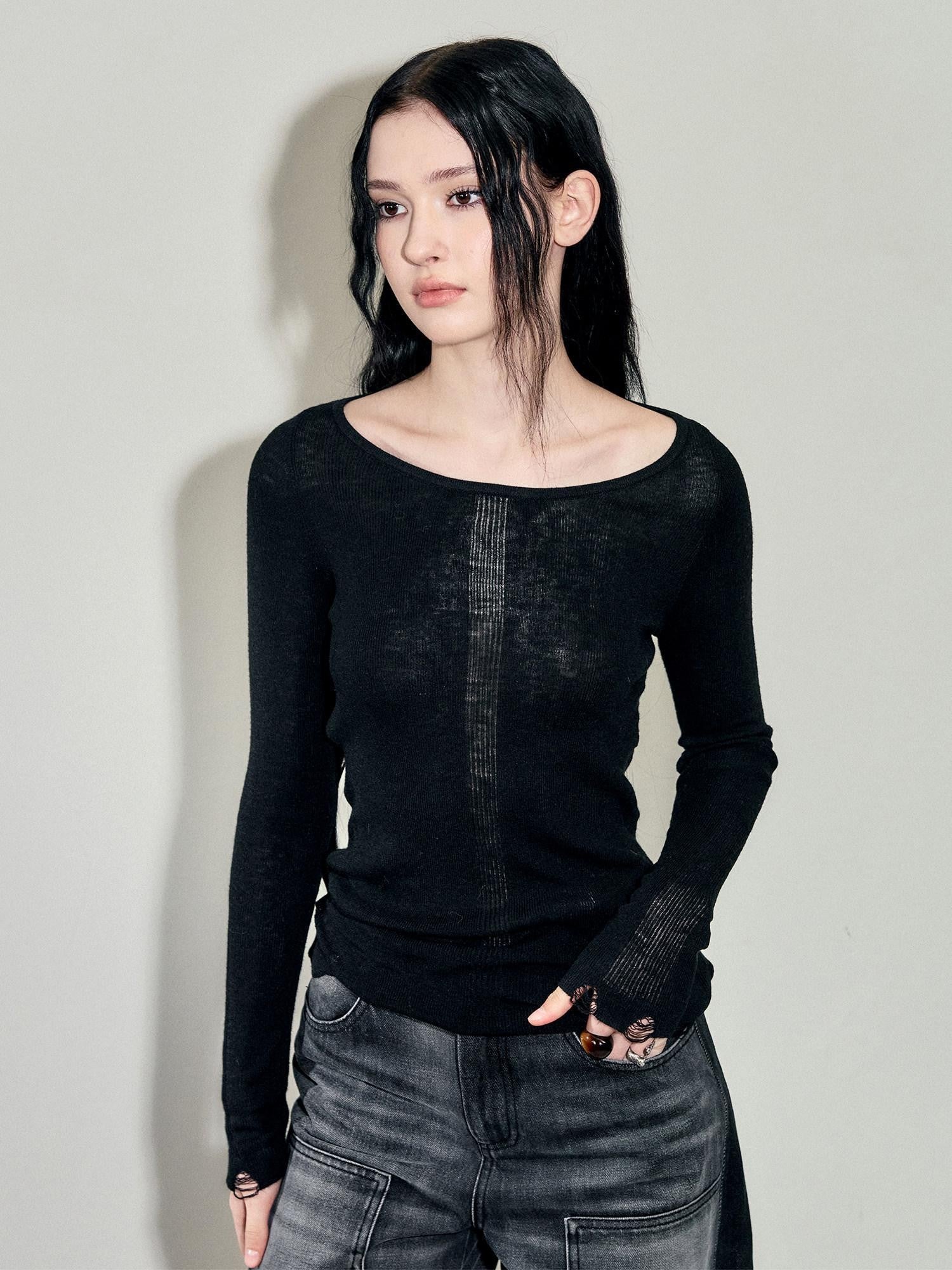AnnoMundi Semi Sheer Lightweight Knit Nomad Crewneck Women&
