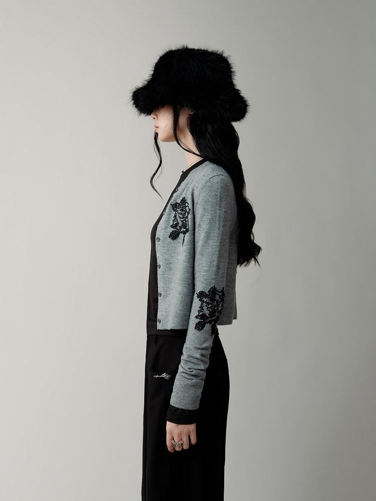 AnnoMundi Sequin Embellished 3D Embroidered Round Neck Women&