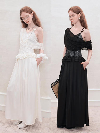 AnnoMundi Sequin Lace Slip Maxi Dress