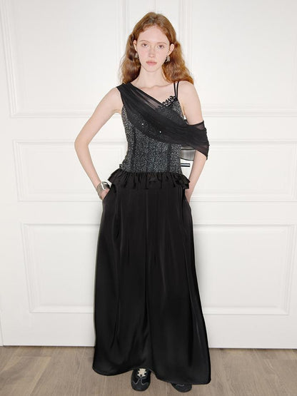 AnnoMundi Sequin Lace Slip Maxi Dress