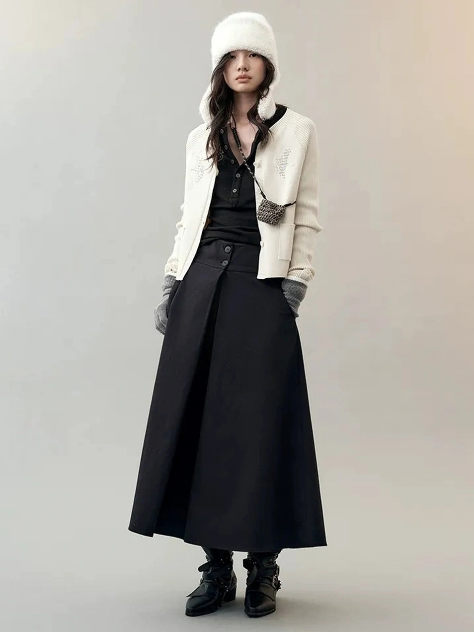 AnnoMundi Shadow Bird Embroidered Cardigan V-neck T-shirt Long Sleeve Cardigan