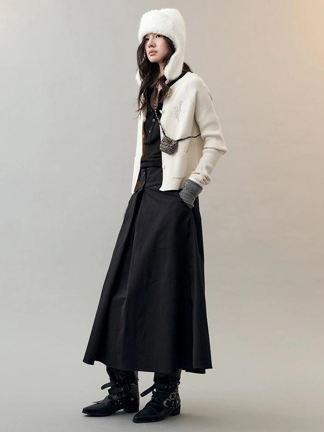 AnnoMundi Shadow Bird Embroidered Cardigan V-neck T-shirt Long Sleeve Cardigan