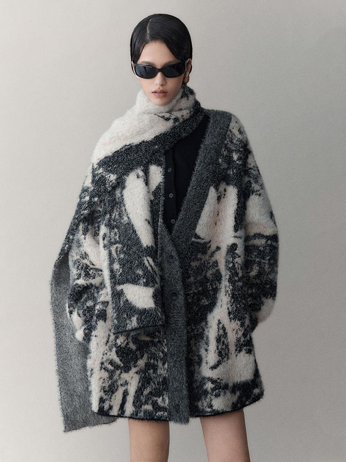 AnnoMundi Shadow Bloom Loose Knit Cardigan Coat