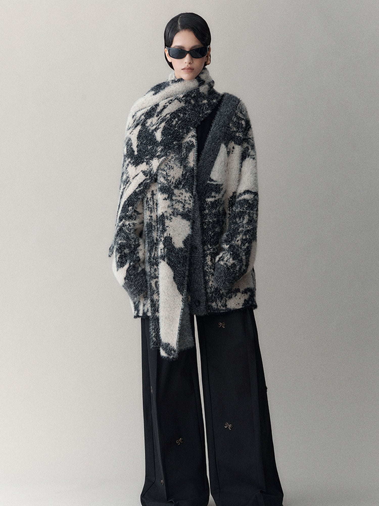AnnoMundi Shadow Bloom Loose Knit Cardigan Coat
