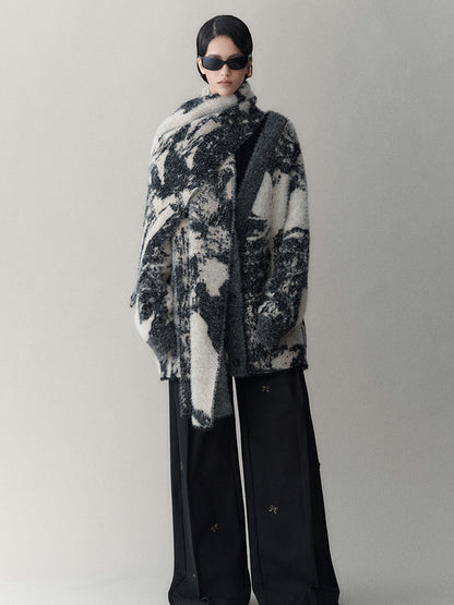AnnoMundi Shadow Bloom Loose Knit Cardigan Coat