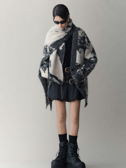 AnnoMundi Shadow Bloom Loose Knit Cardigan Coat