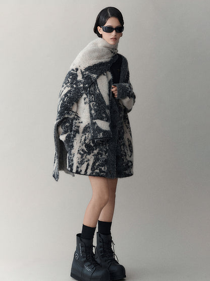 AnnoMundi Shadow Bloom Loose Knit Cardigan Coat