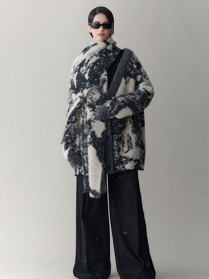AnnoMundi Shadow Bloom Loose Knit Cardigan Coat