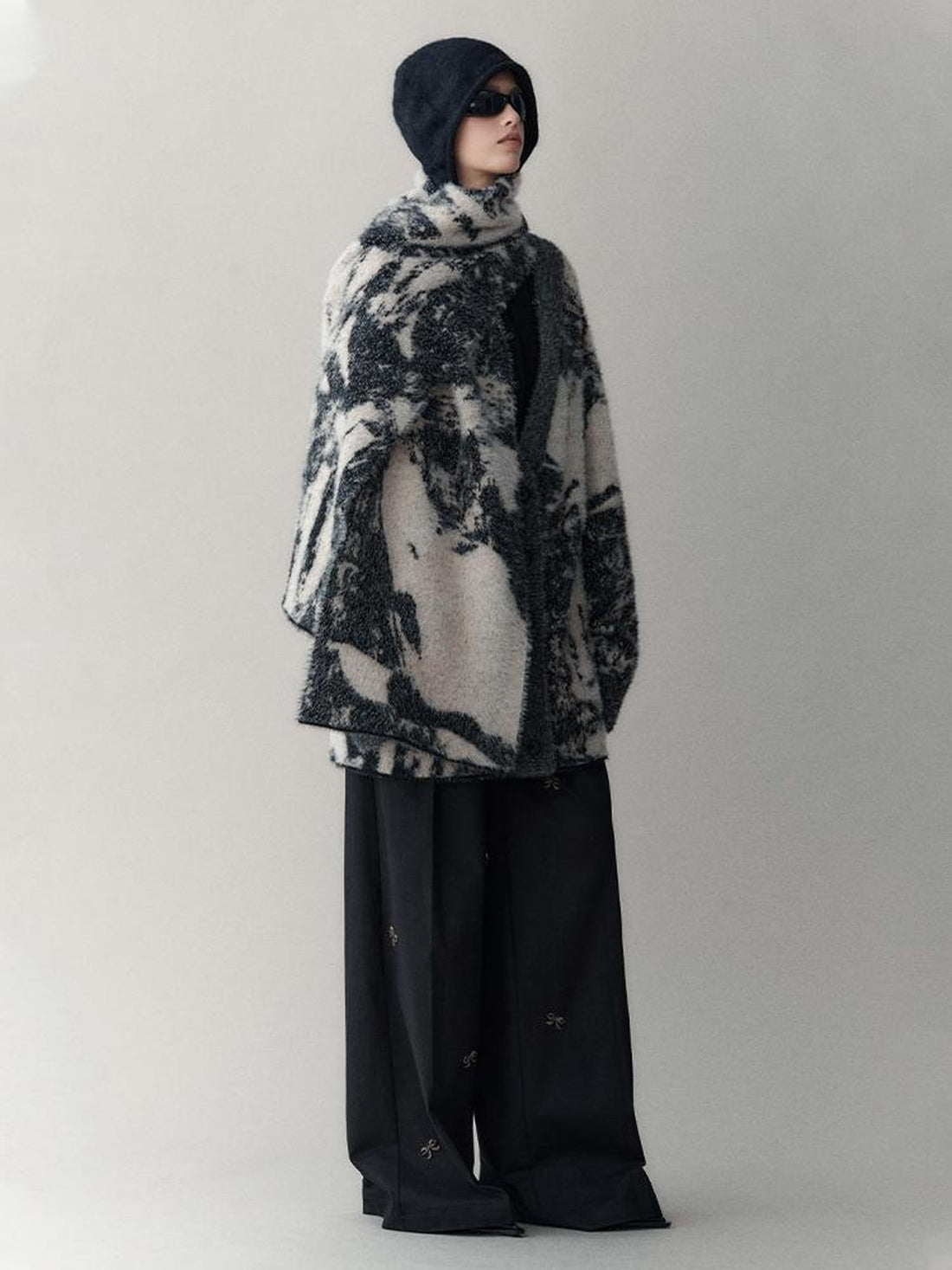AnnoMundi Shadow Bloom Loose Knit Cardigan Coat