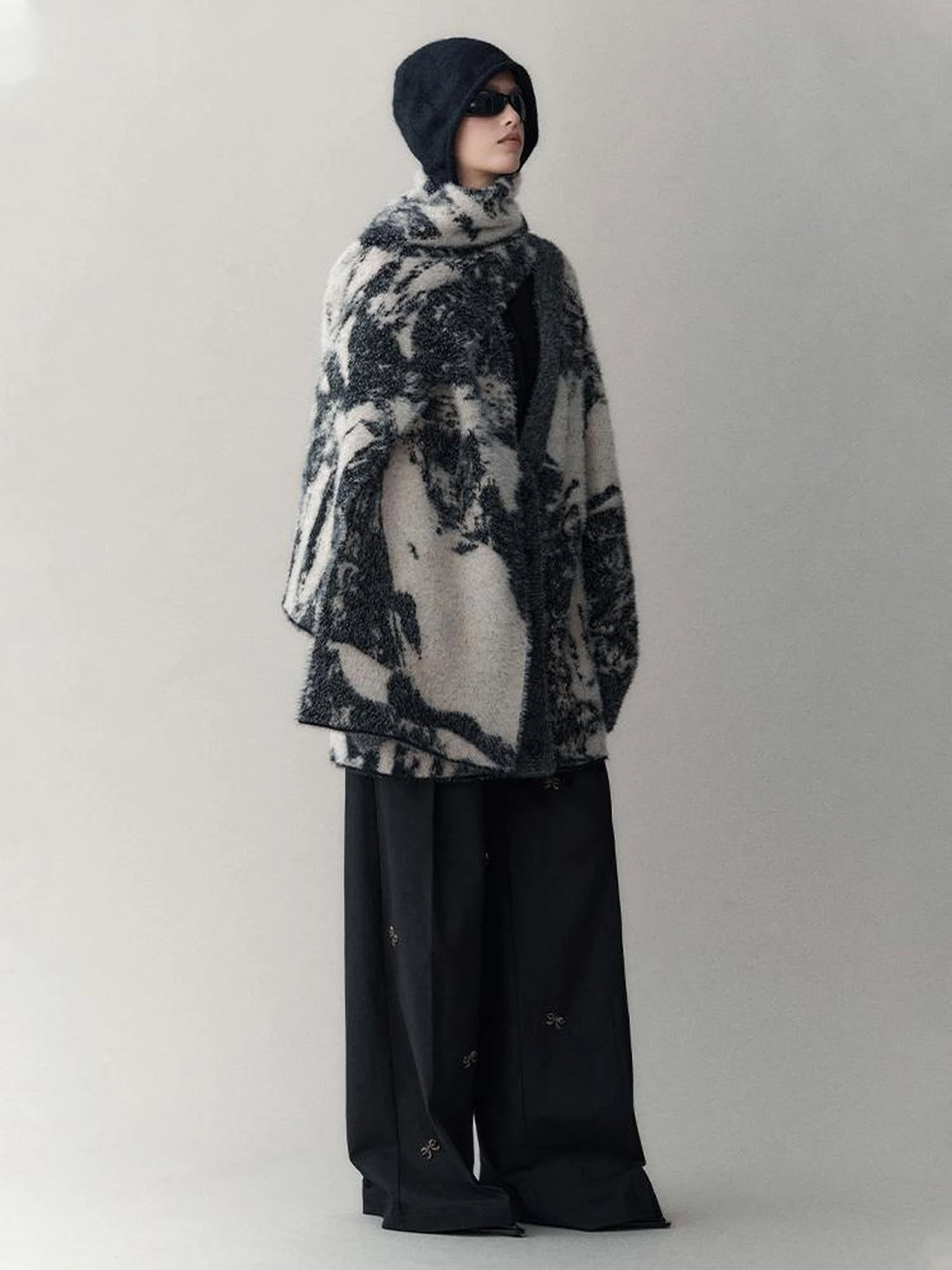 Shadow Bloom Loose Knit Cardigan Coat