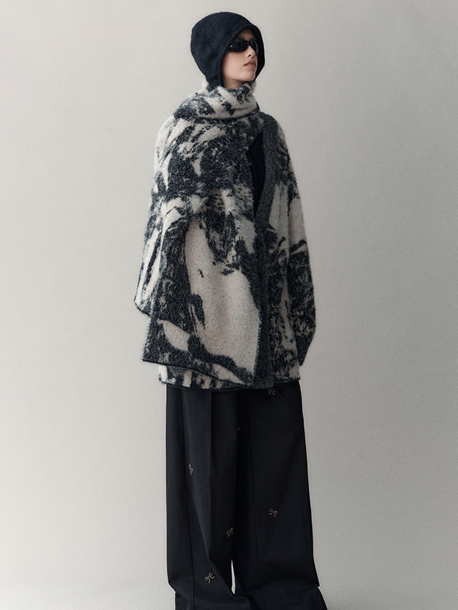 AnnoMundi Shadow Bloom Loose Knit Cardigan Coat