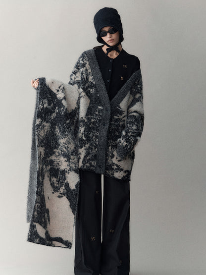 AnnoMundi Shadow Bloom Loose Knit Cardigan Coat