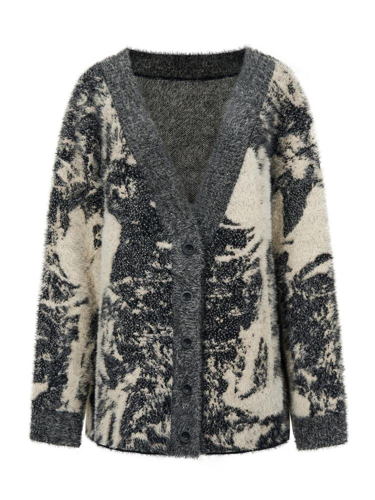 AnnoMundi Shadow Bloom Loose Knit Cardigan Coat