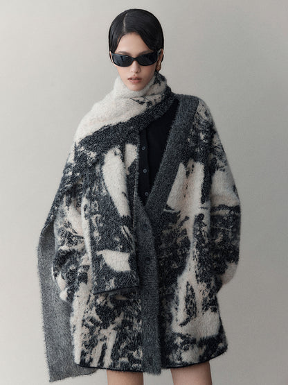 AnnoMundi Shadow Bloom Loose Knit Cardigan Coat