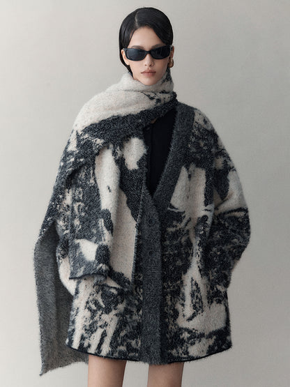 AnnoMundi Shadow Bloom Loose Knit Cardigan Coat