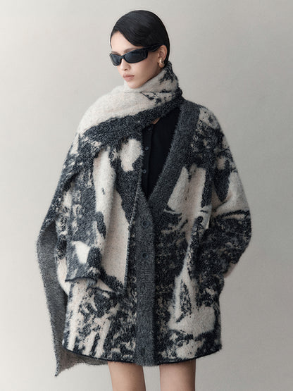 AnnoMundi Shadow Bloom Loose Knit Cardigan Coat