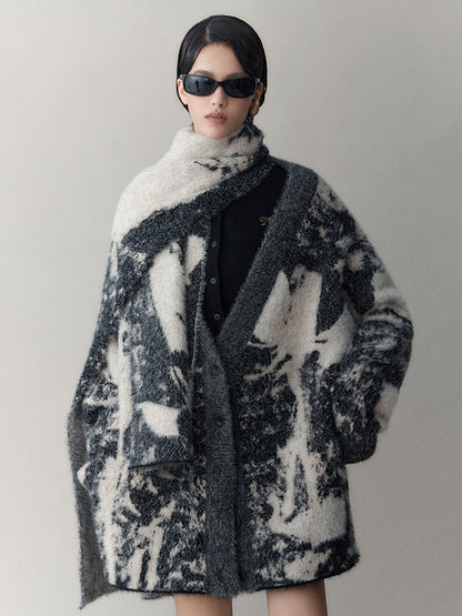 AnnoMundi Shadow Bloom Loose Knit Cardigan Coat
