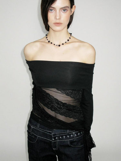 AnnoMundi Sheer Black Lace Spliced Fitted Women&