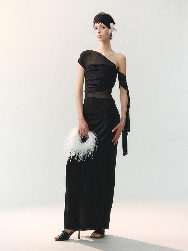 AnnoMundi Sheer Dark Pattern Asymmetrical Draped Women&