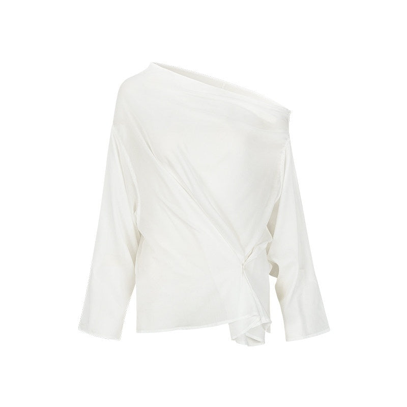 AnnoMundi_Single_Side_Draped_Pleat_Semi_Sheer_Women&